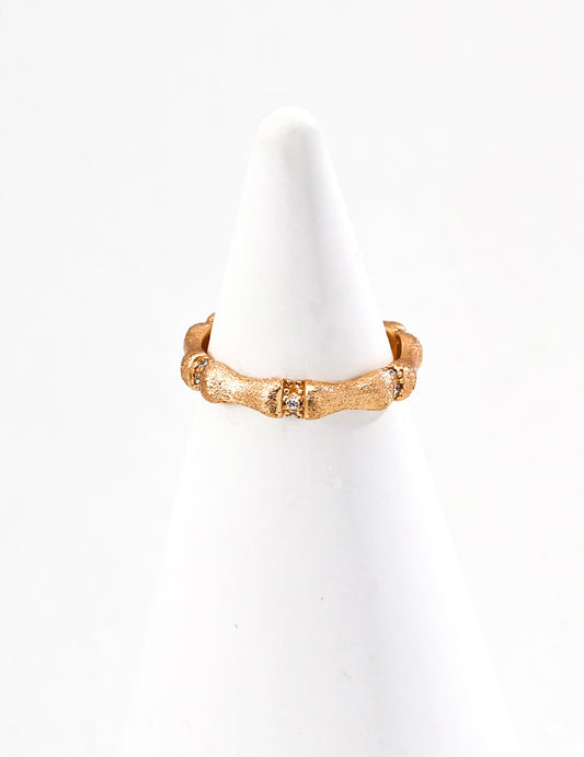 Good Luck Bamboo Ring - S925 Silver, Zircon Sparkle