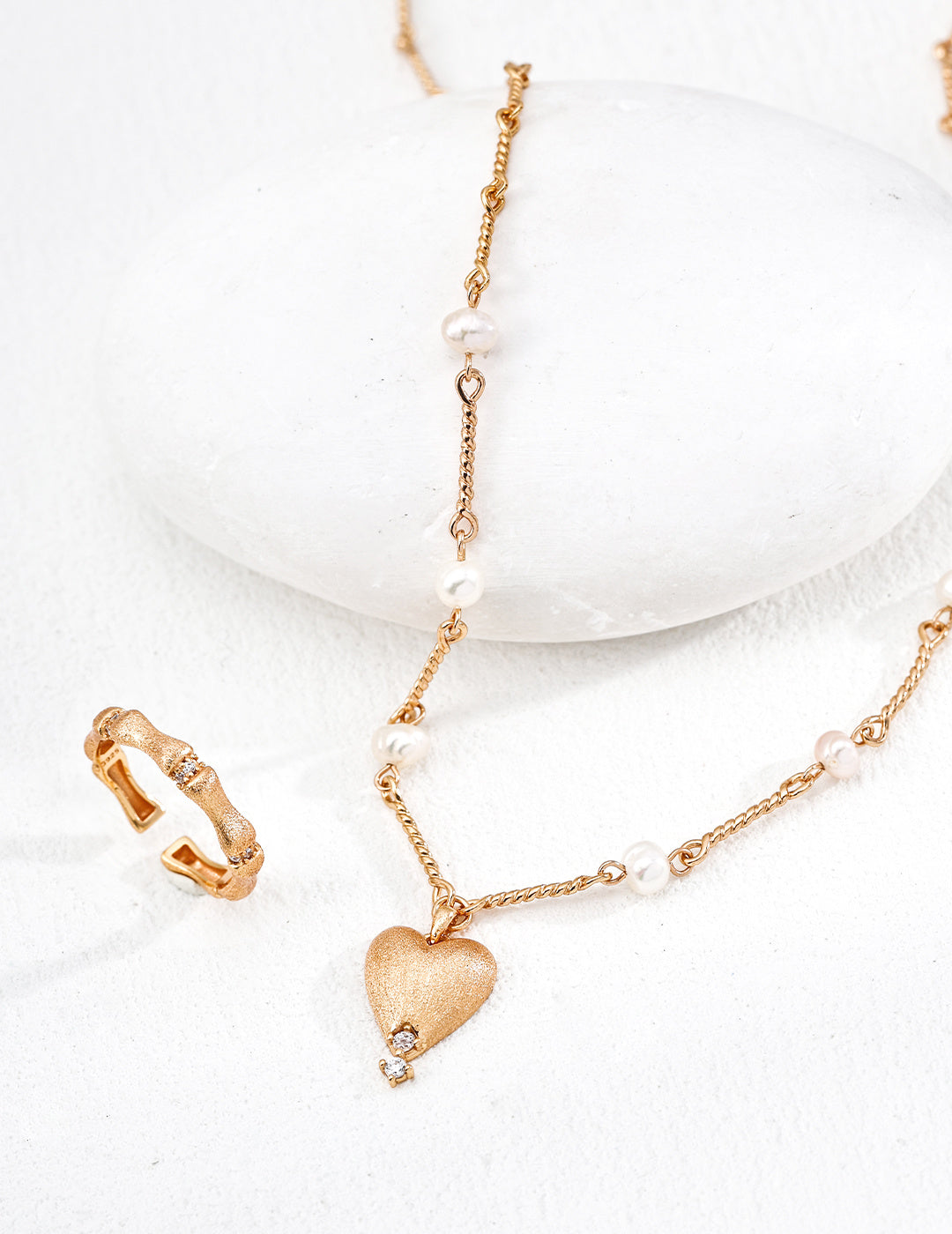 Good Luck Bamboo Ring - S925 Silver, Zircon Sparkle