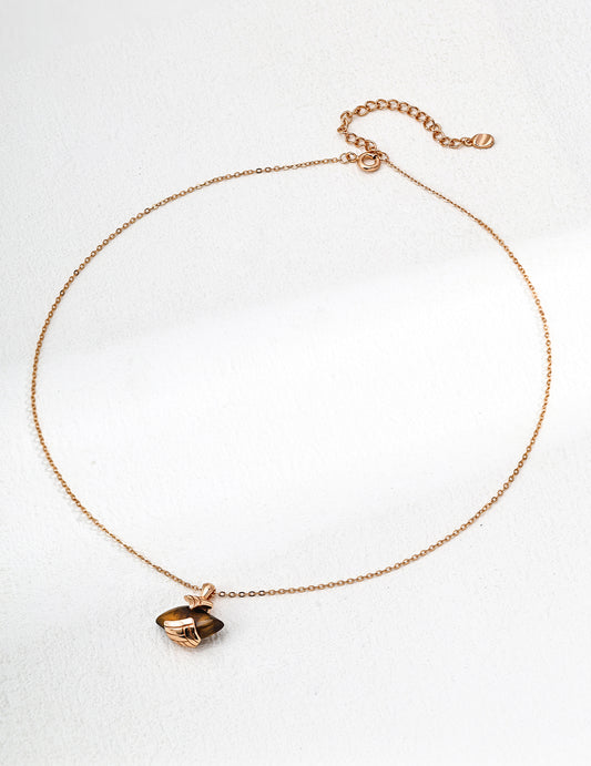 Unique Tiger Eye Necklace - S925 Silver Vintage Pendant