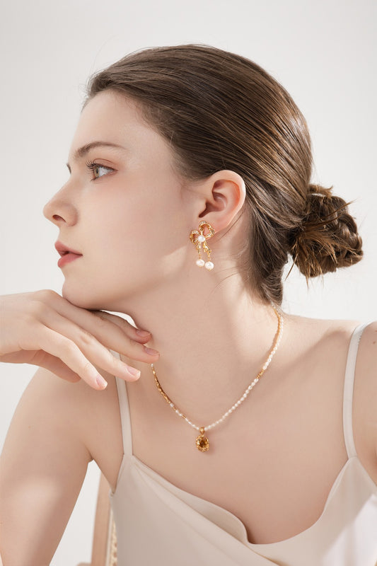 Silver Pearl Butterfly Earrings - 925 Sterling Silver, Skin-Friendly