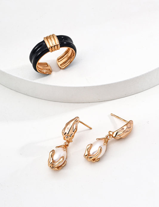 Teardrop Pearl Earrings - 925 Silver, Designer