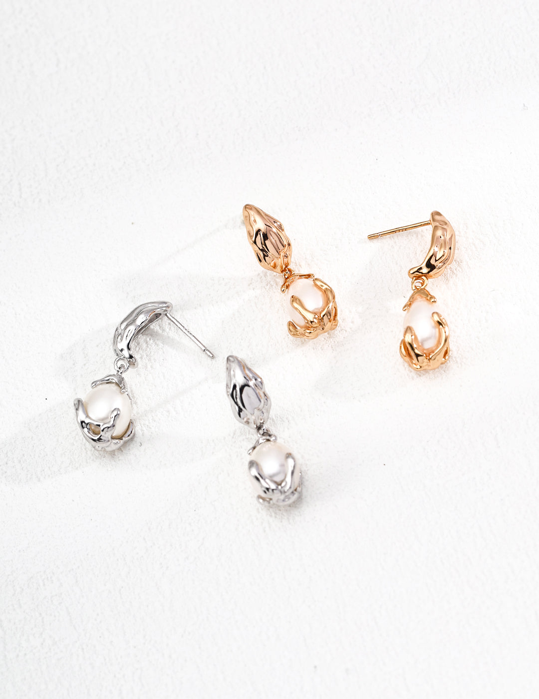 Teardrop Pearl Earrings - 925 Silver, Designer