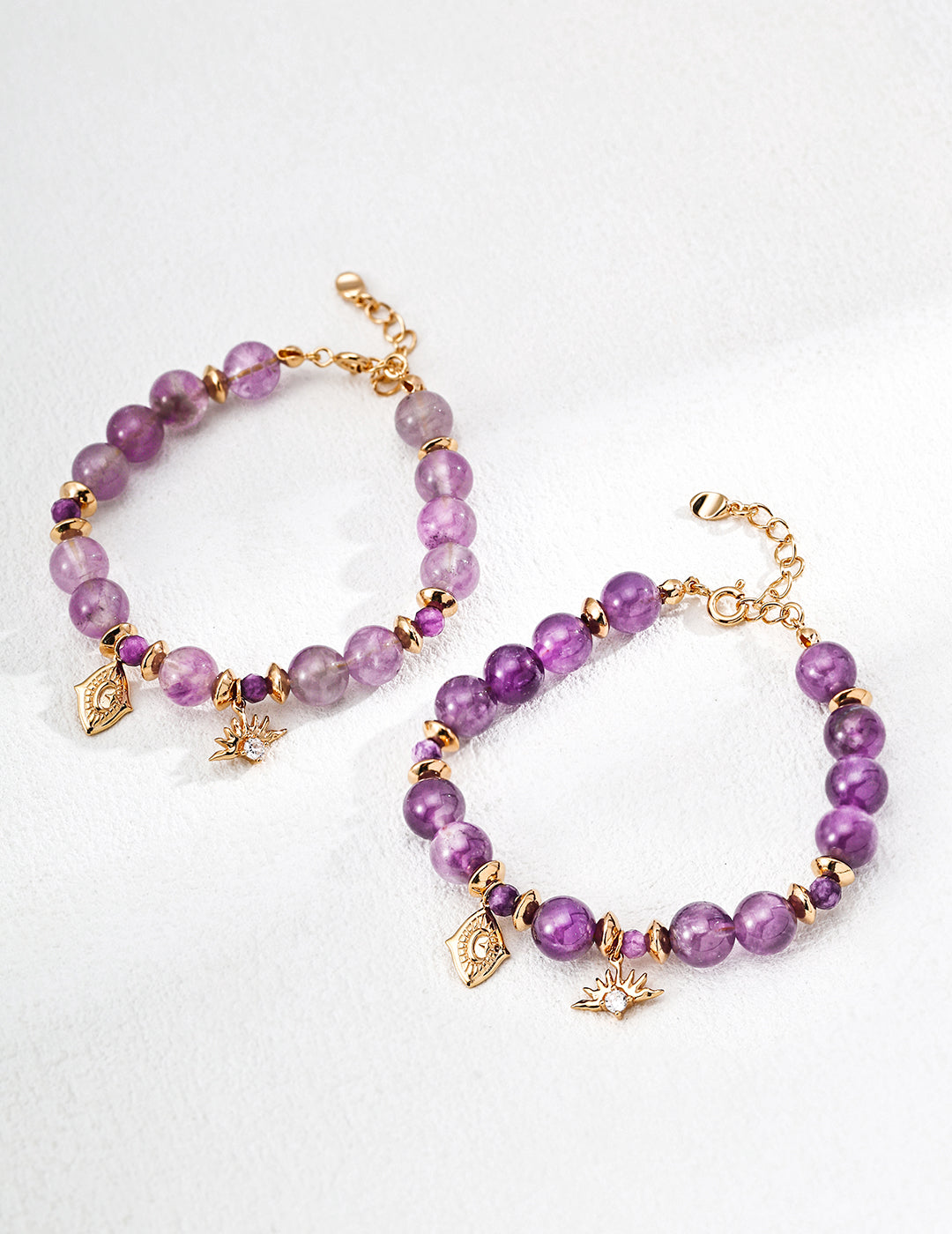Lavender Amethyst & Zircon Beaded Bracelet – S925 Sterling Silver Natural Crystal Jewelry