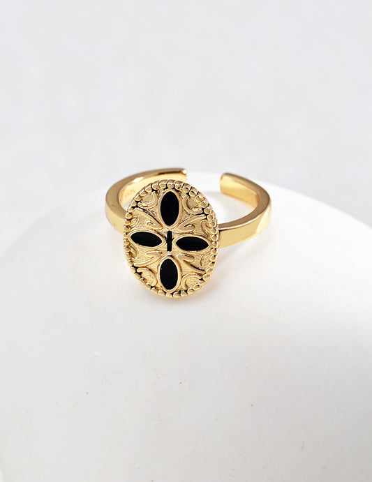 🖤 Edgy Black Drip Ring - Vintage Enamel 🖤