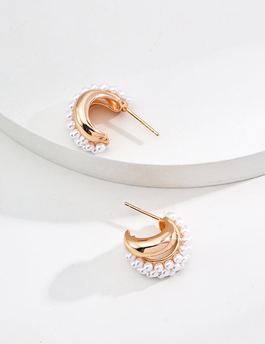 S925 Silver Beach Earrings - Pearl Wave Design, Ocean Jewelry