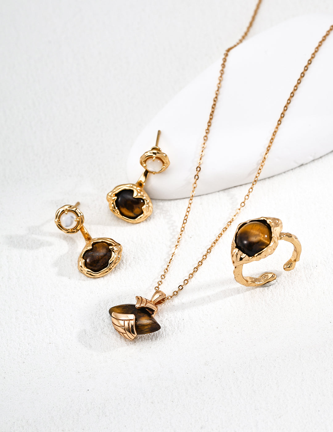 Unique Tiger Eye Necklace - S925 Silver Vintage Pendant