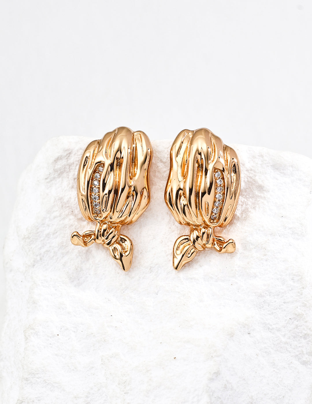 Vintage Scarf Earrings - S925 Silver, Delicate Zircon Accent, Girly Chic