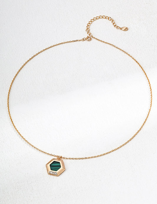 Vintage S925 Silver Peacock Necklace with Malachite & Zircon