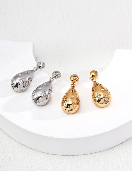 S925 Silver Teardrop Earrings | Cubic Zirconia Accents