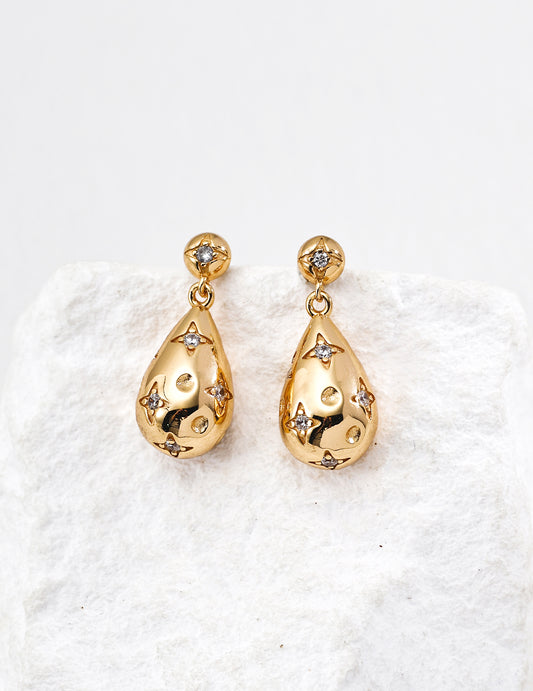 S925 Silver Teardrop Earrings | Cubic Zirconia Accents