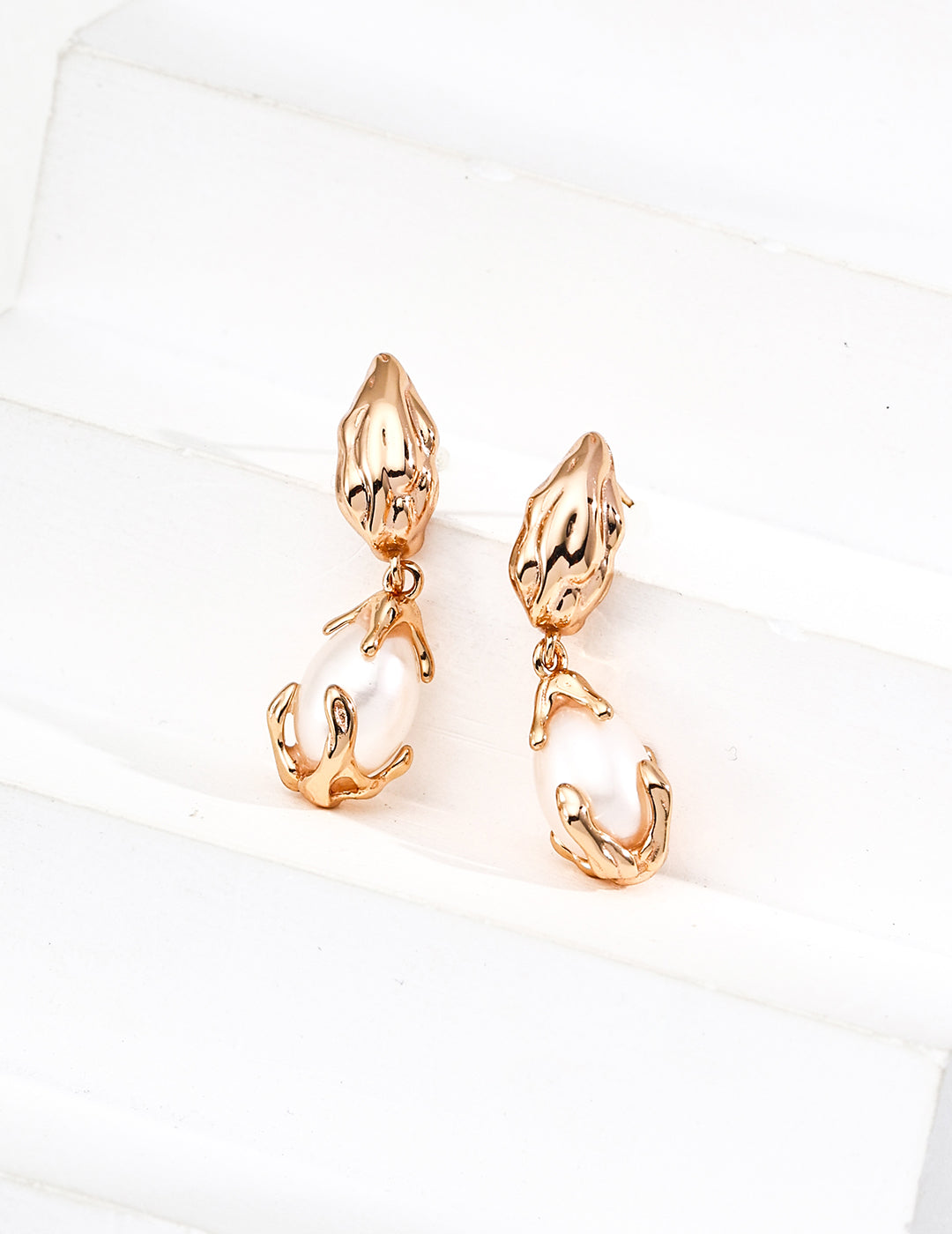 Teardrop Pearl Earrings - 925 Silver, Designer