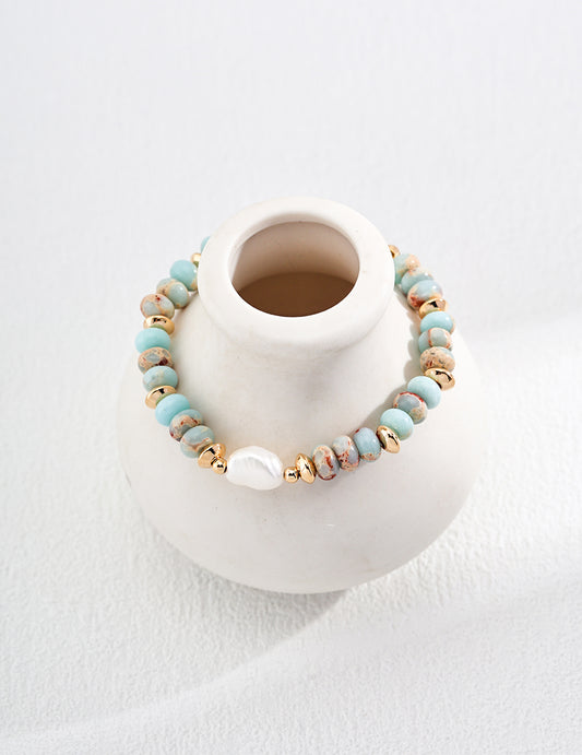 Agalmatolite & Pearl Bracelet - Limited Edition