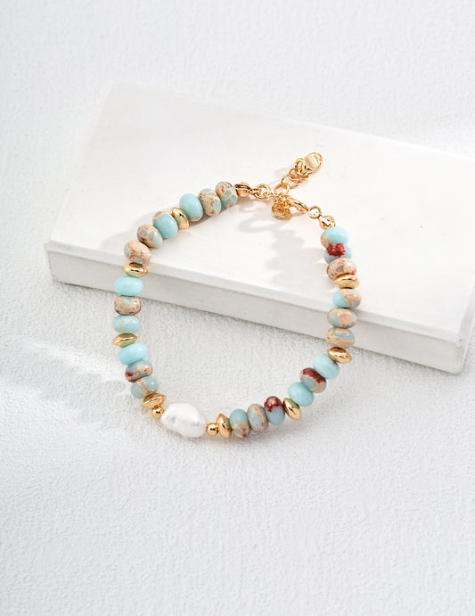 Agalmatolite & Pearl Bracelet - Limited Edition