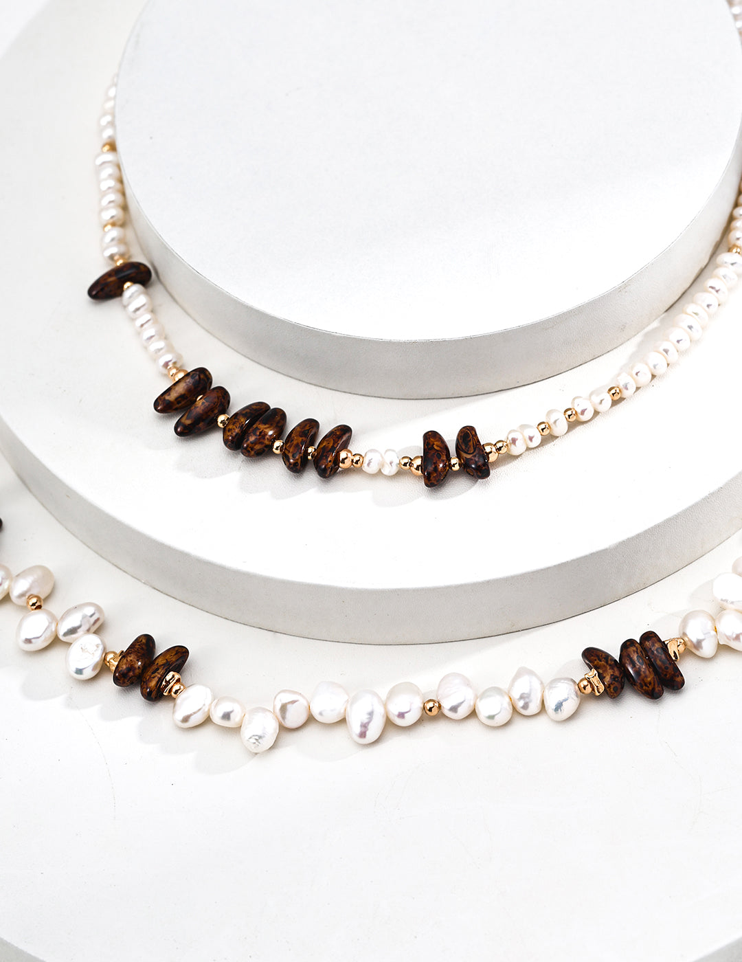 Bohemian S925 Silver Baroque Pearl Necklace with Amber Czech Glass Beads for Autumn