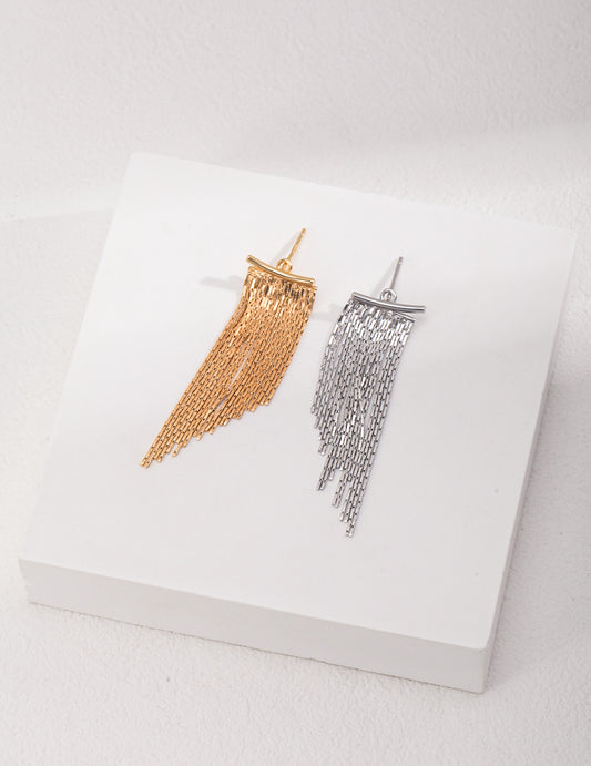 Sterling Silver Long Tassel Earrings | Lightweight Minimal Earrings