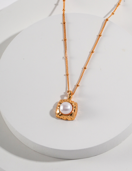 Handmade Sterling Silver Pearl Necklace | Artisan Jewelry - [MENG]