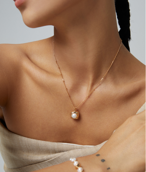 Handmade Sterling Silver Pearl Necklace | Artisan Jewelry - [MENG]